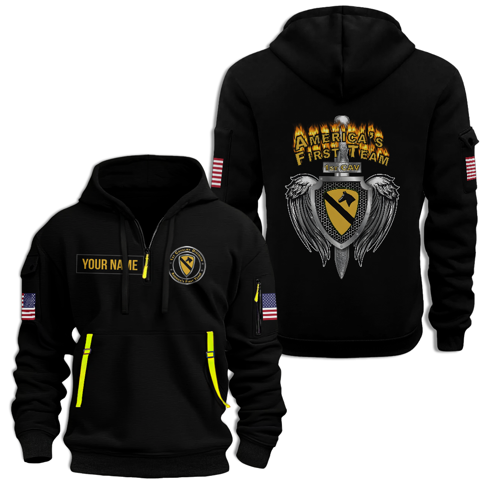 1st Calvary Division America's First Team Customizable Quarter Zip Hoodie