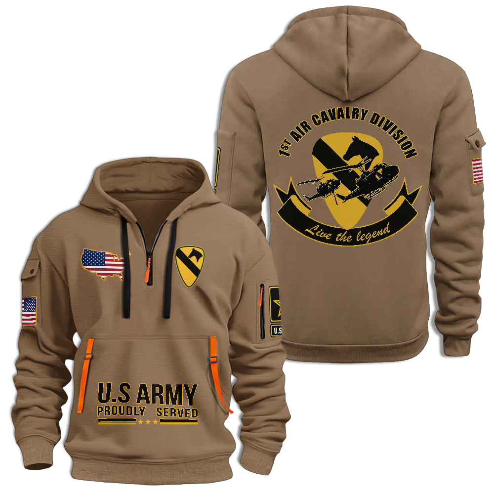 1st Calvary Division Live The Legend Quarter Zip Hoodie