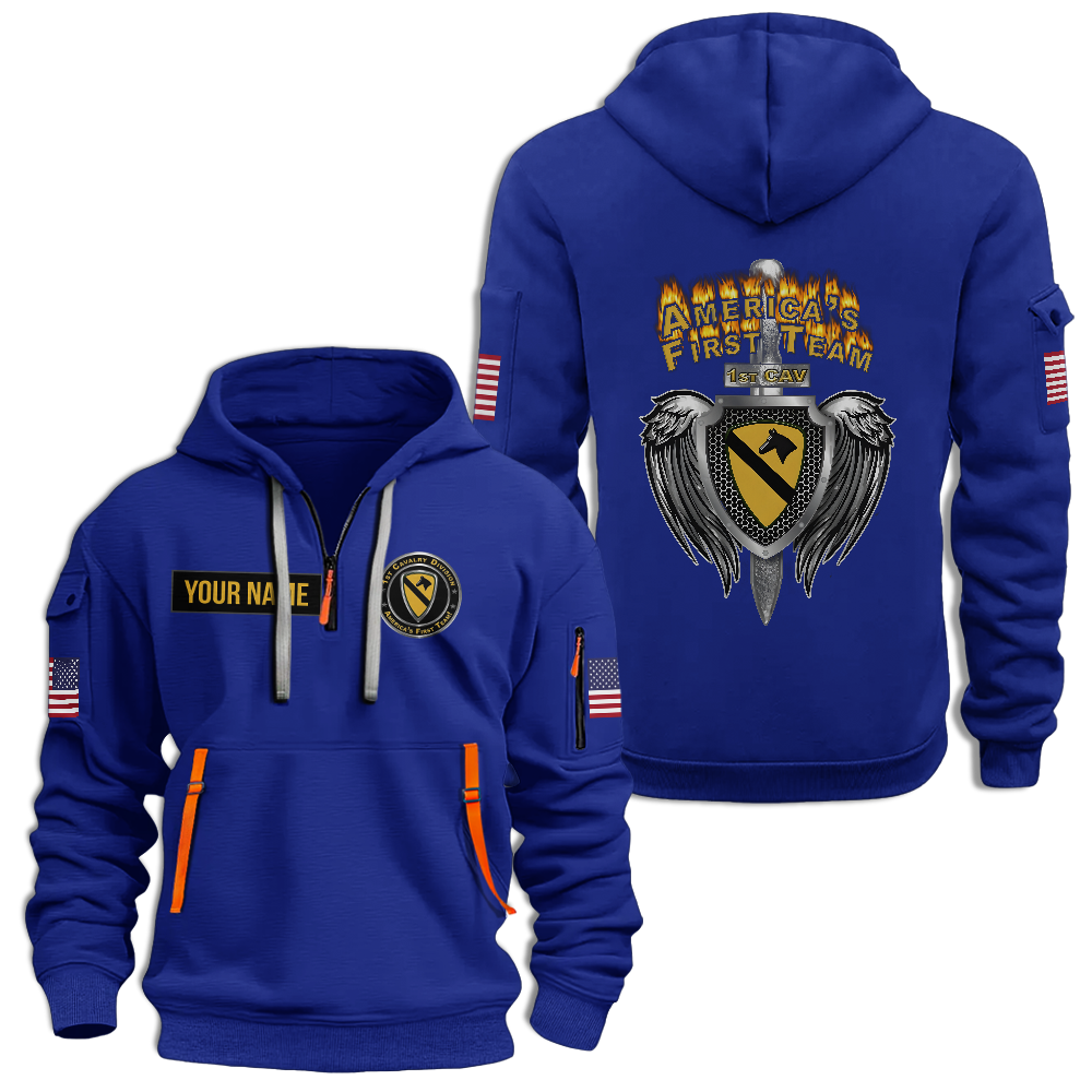 1st Calvary Division America's First Team Customizable Quarter Zip Hoodie