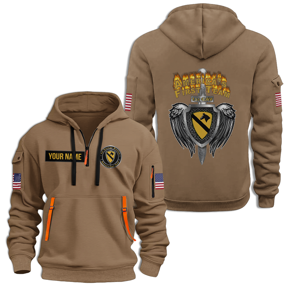 1st Calvary Division America's First Team Customizable Quarter Zip Hoodie