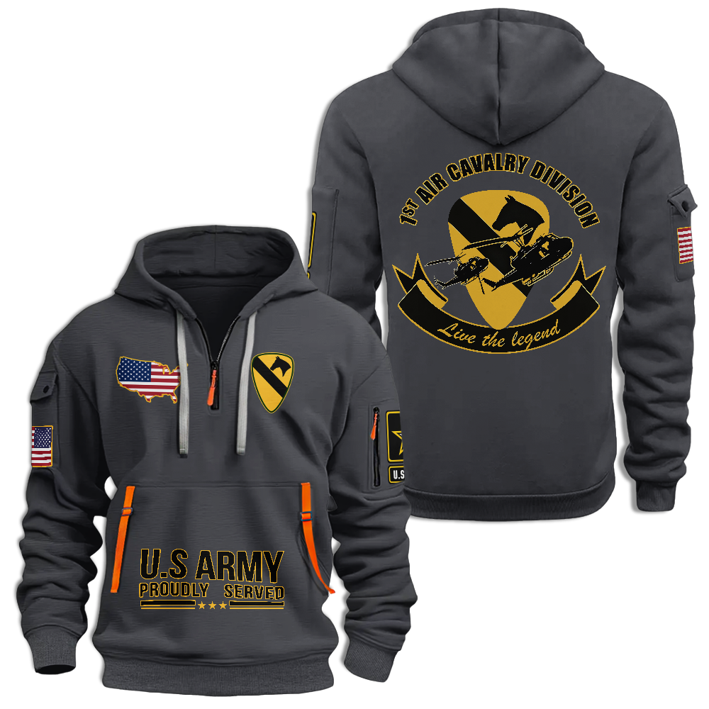 1st Calvary Division Live The Legend Quarter Zip Hoodie