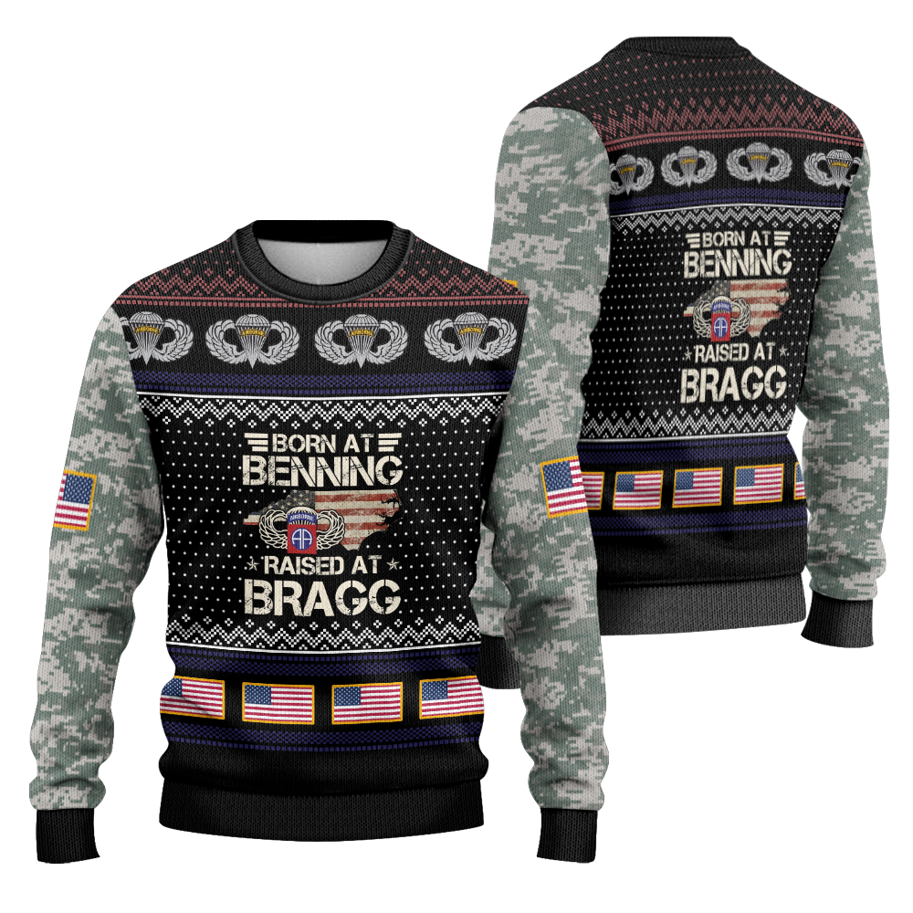 Born At Benning Raised At Bragg Knitted Sweatshirt