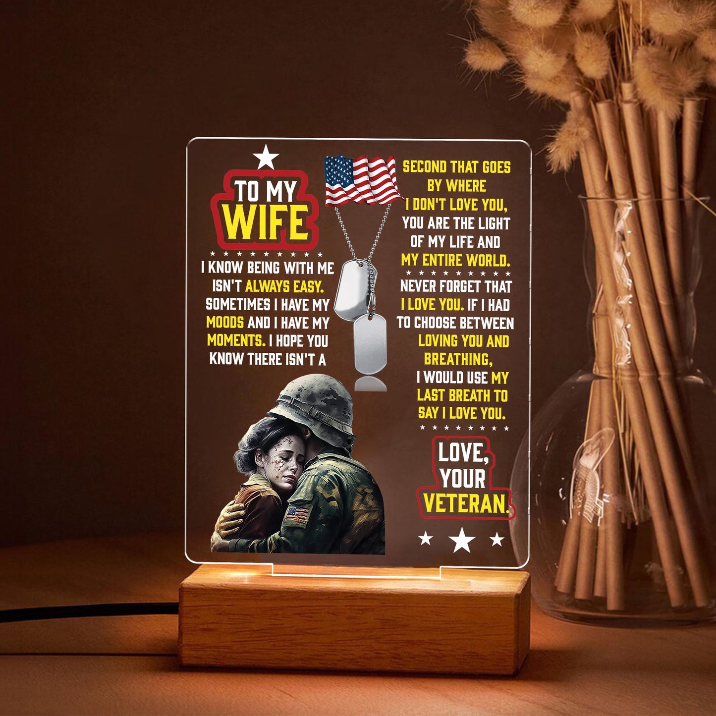 Veteran's Wife To My Wife - 3D LED LAMP