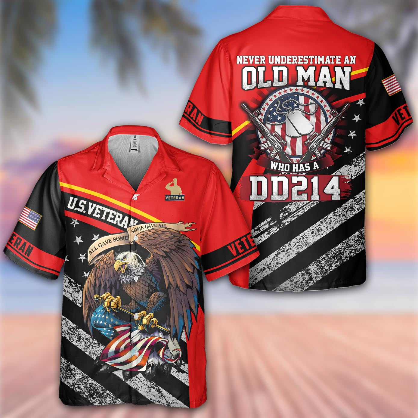 Never Underestimate An Old Man Who Has A DD-214 Hawaiian Shirt