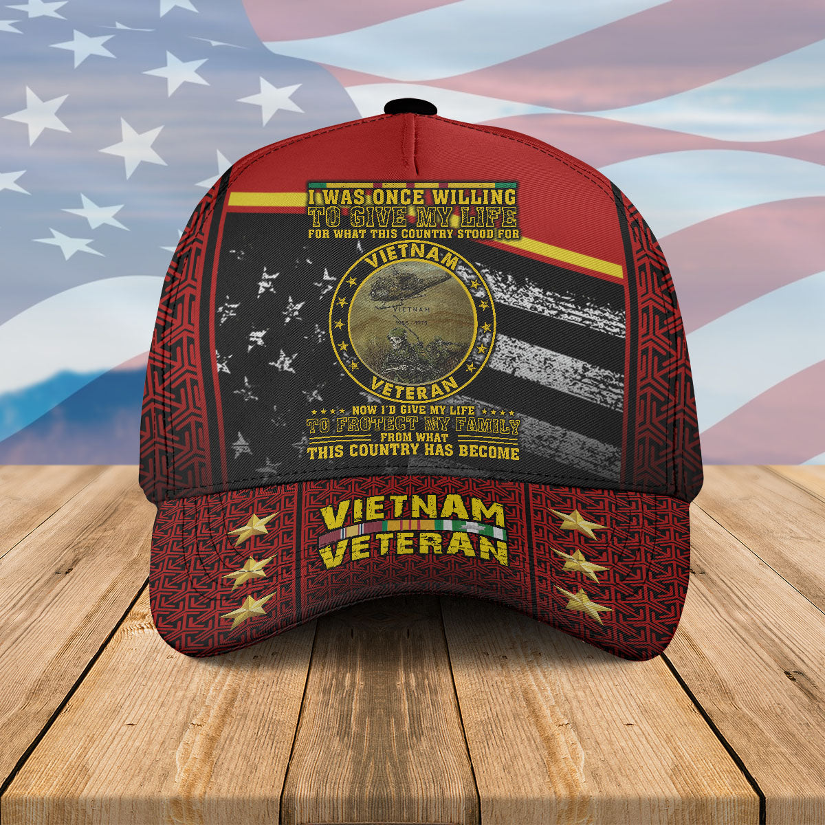 Vietnam Veteran I'd Give My Life To Protect My Family Hat Cap