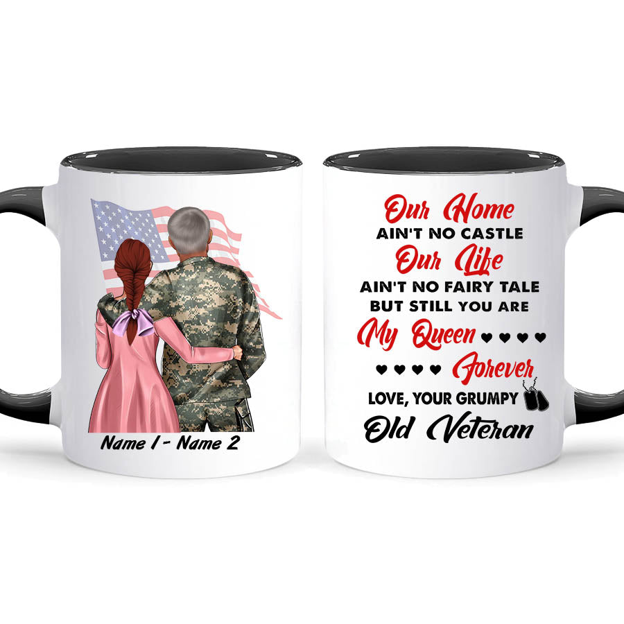 Personalized Military Couple Our Home Ain't No Castle Accent Coffee Mug, 11oz