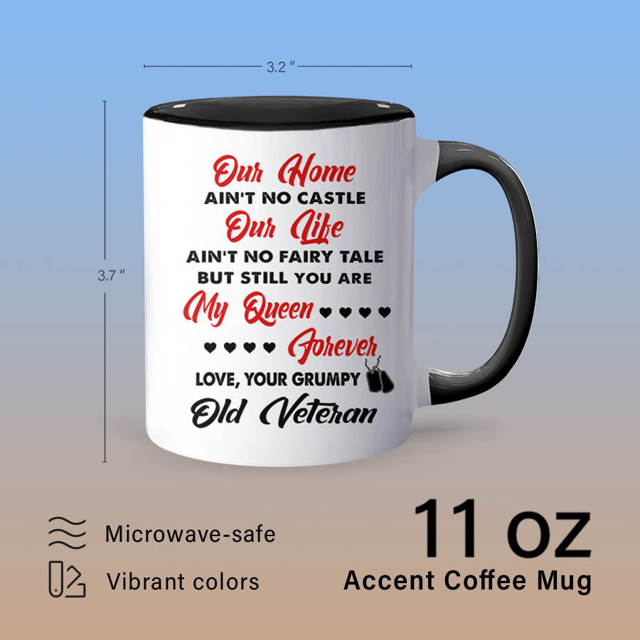 Personalized Military Couple Our Home Ain't Know Castle Accent Coffee Mug, 11oz