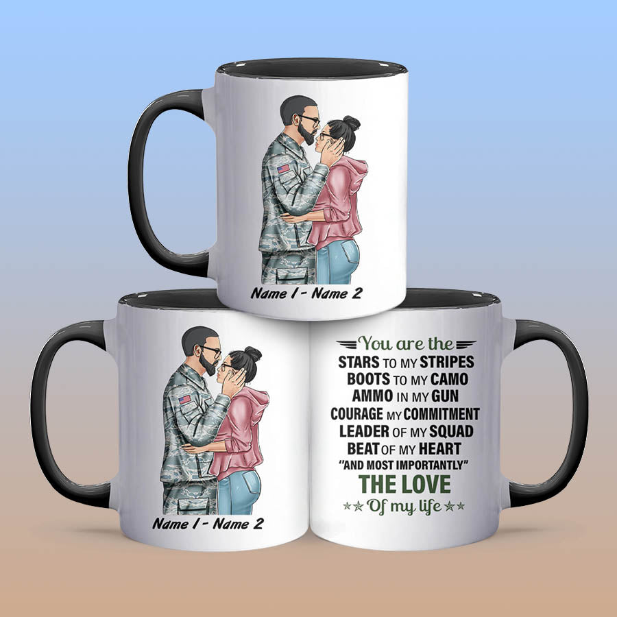 Personalized Military Couple You Are My Stars Accent Coffee Mug, 11oz