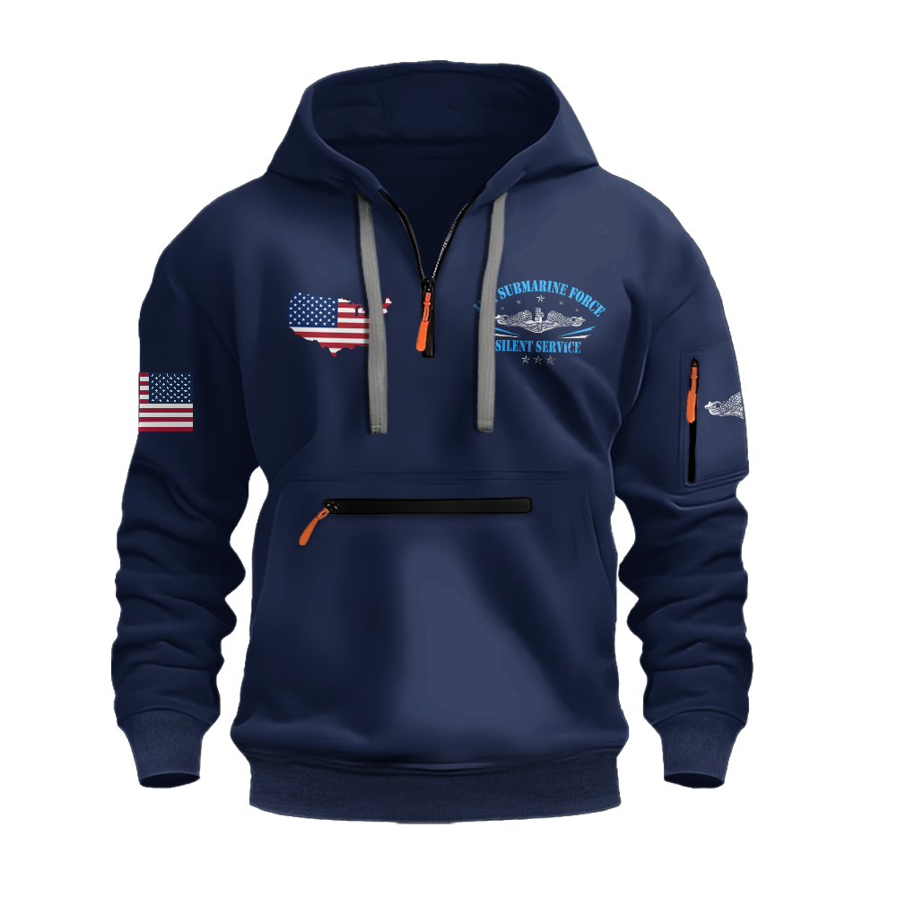 Navy Submarines There're No Reason To Thank Us Zipper Pouch Quarter-Zip Hoodie