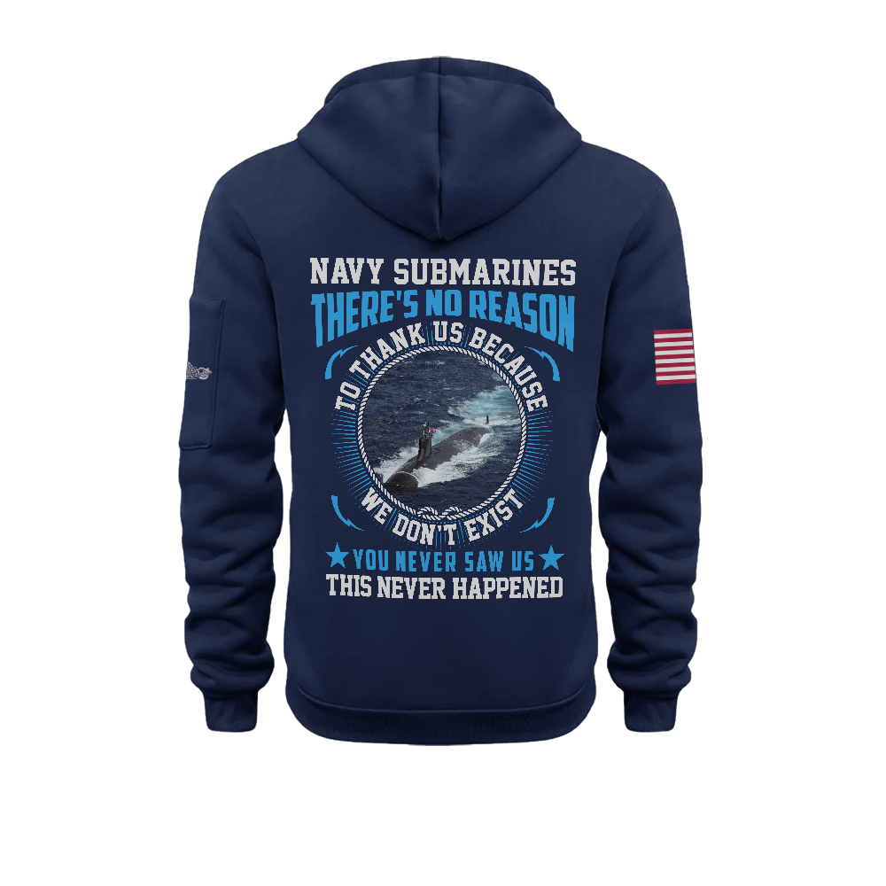 Navy Submarines There're No Reason To Thank Us Zipper Pouch Quarter-Zip Hoodie