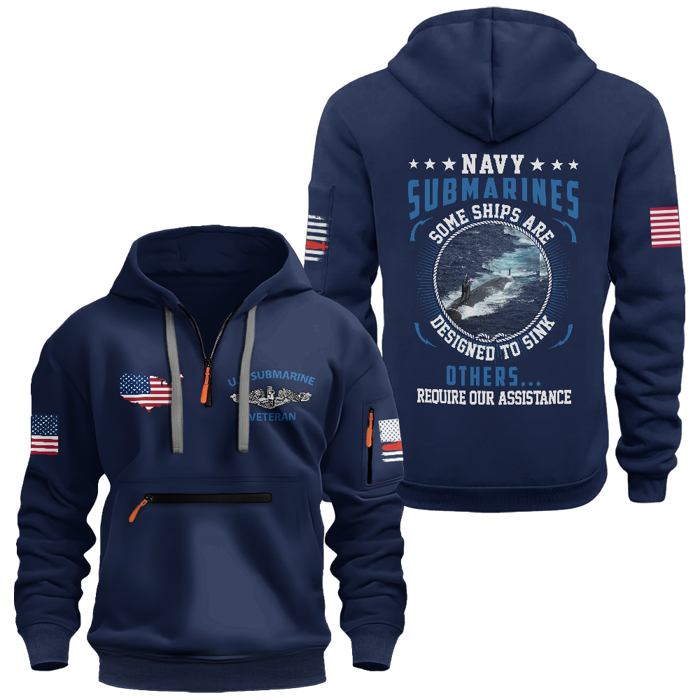 Navy Submarines Some Ships Are Designed To Sink Zipper Pouch Quarter-Zip Hoodie