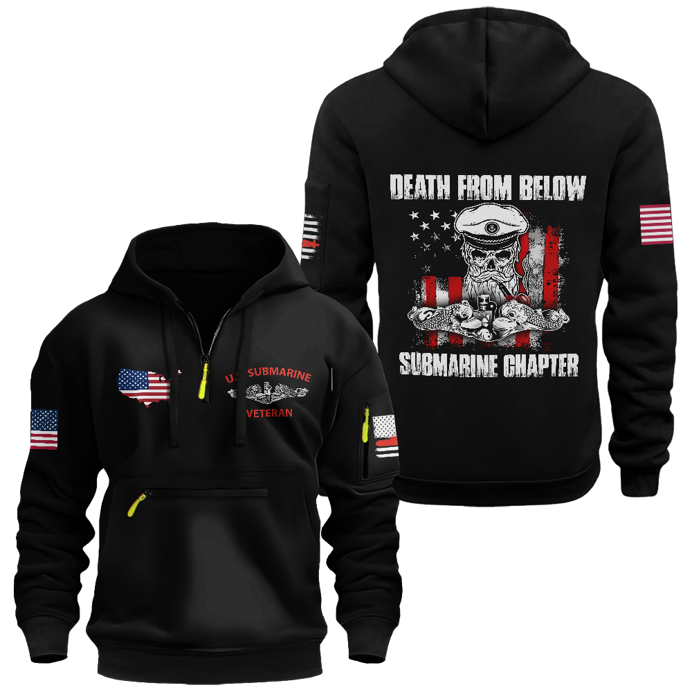 Death From Below Submarine Chapter Zipper Pouch Quarter-Zip Hoodie