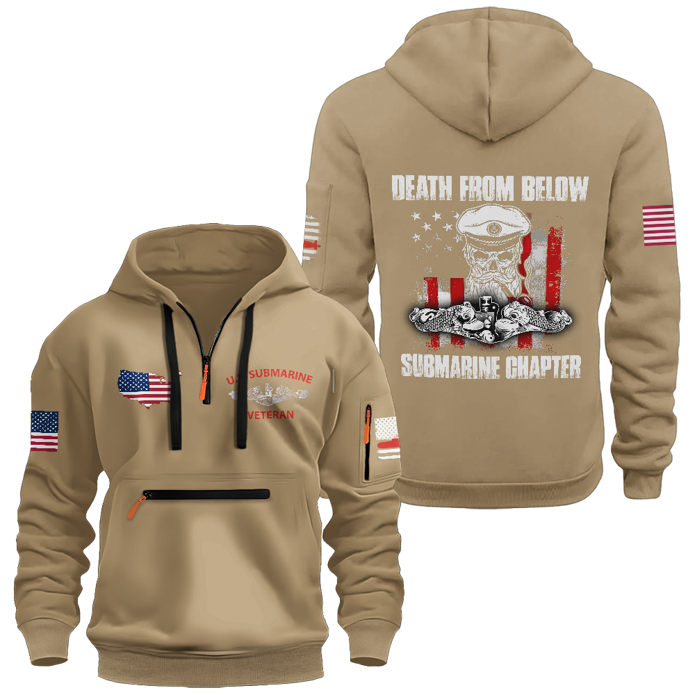 Death From Below Submarine Chapter Zipper Pouch Quarter-Zip Hoodie