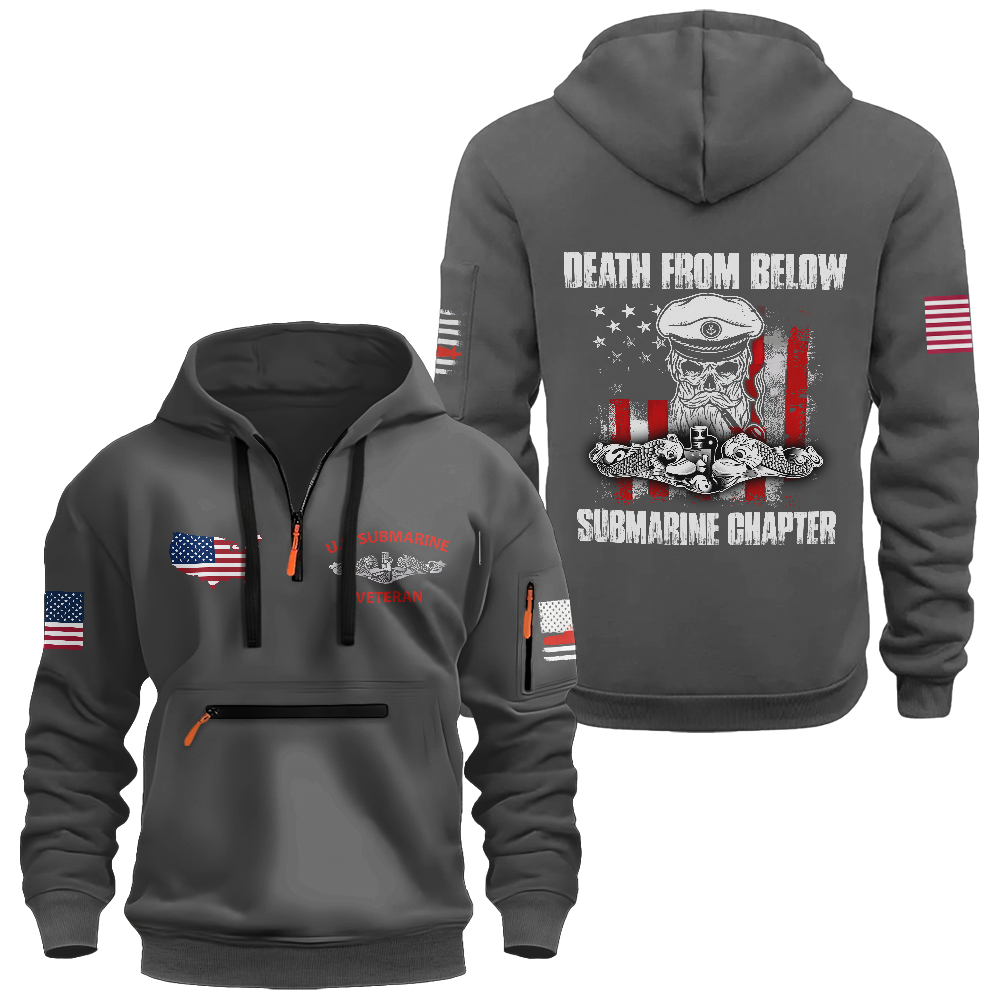 Death From Below Submarine Chapter Zipper Pouch Quarter-Zip Hoodie