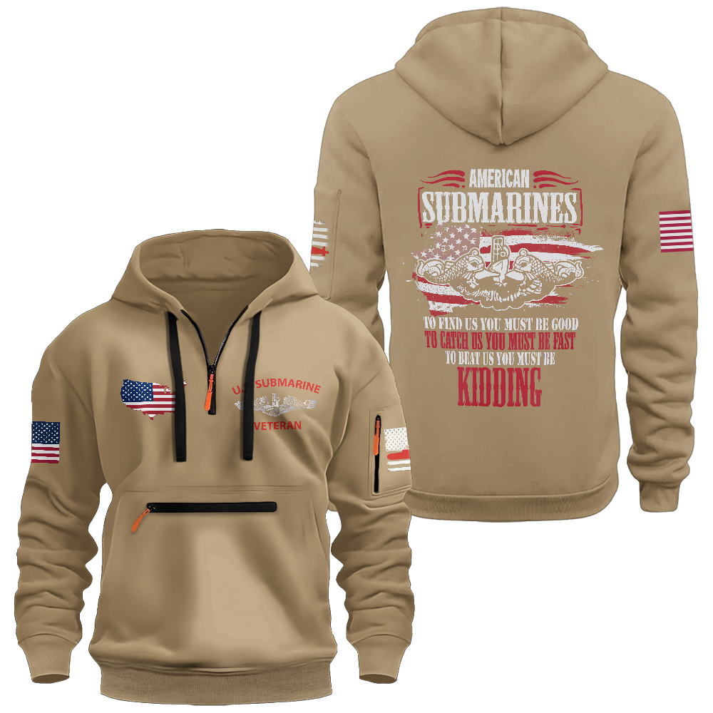 American Submarines To Find Us You Must Be Good  Zipper Pouch Quarter-Zip Hoodie