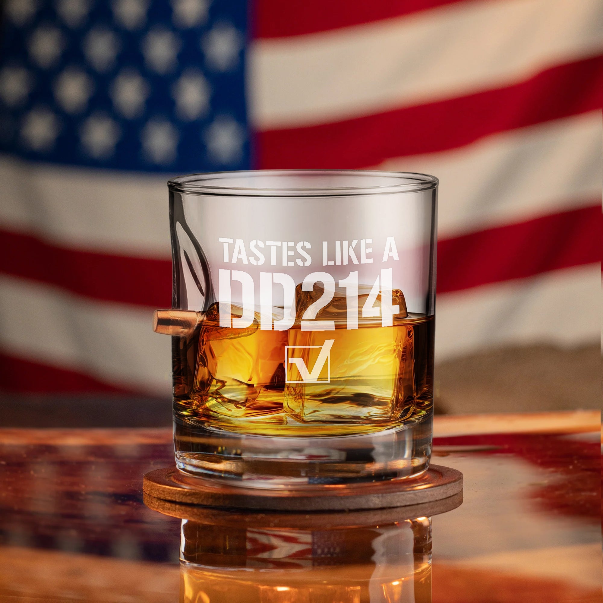 Tastes Like A DD-214 Bullet Whiskey Glass