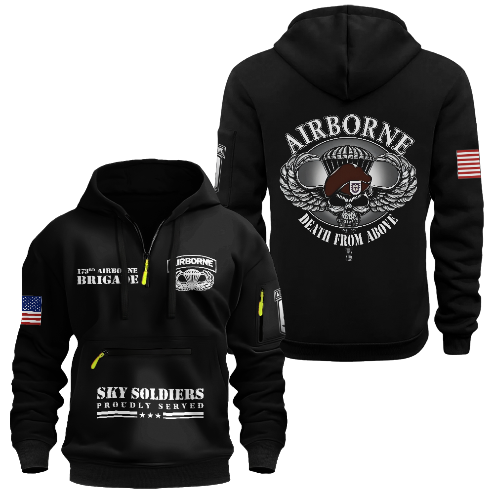 Airborne Death From Above Zipper Pouch Quarter-Zip Hoodie