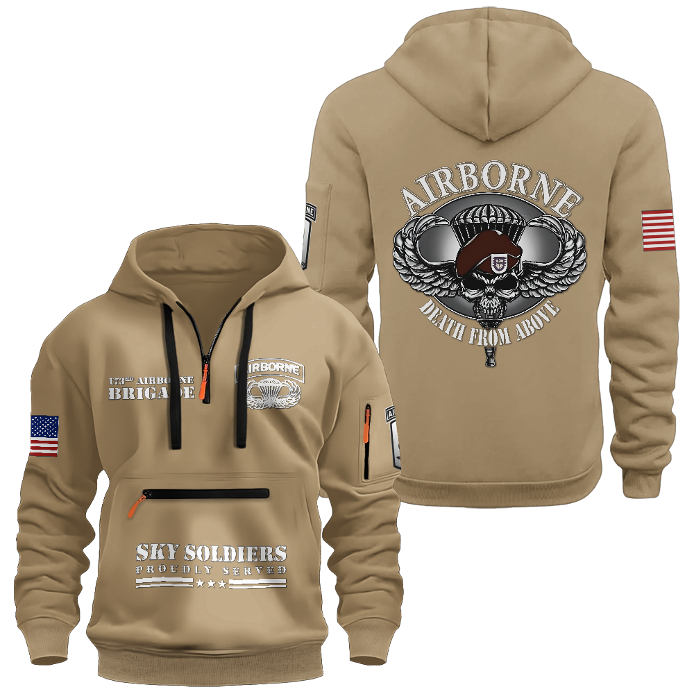 Airborne Death From Above Zipper Pouch Quarter-Zip Hoodie