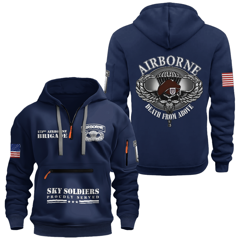 Airborne Death From Above Zipper Pouch Quarter-Zip Hoodie