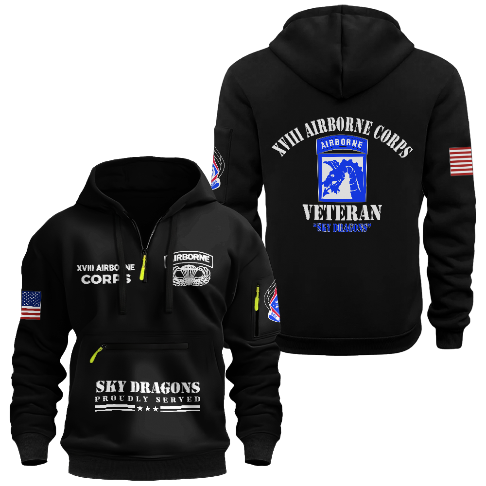 XVIII Airborne Sky Dragons Zipper Pouch Quarter-Zip Hoodie