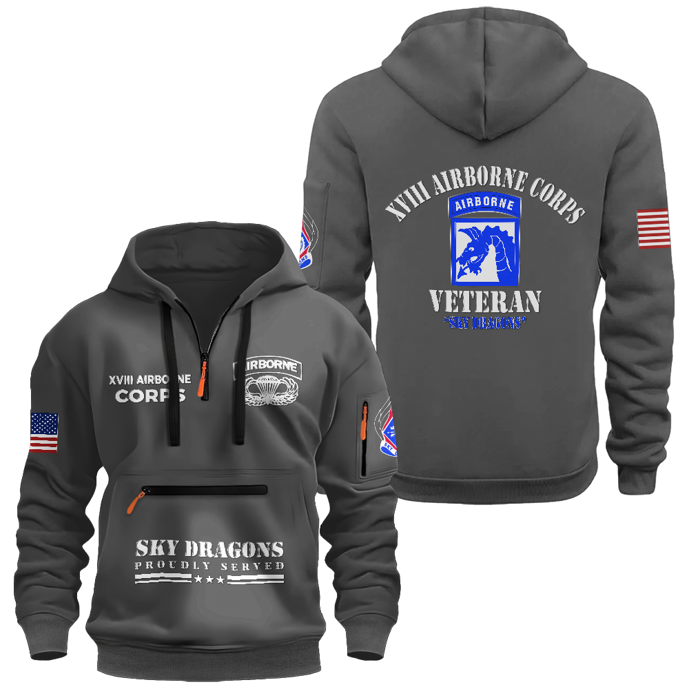 XVIII Airborne Sky Dragons Zipper Pouch Quarter-Zip Hoodie