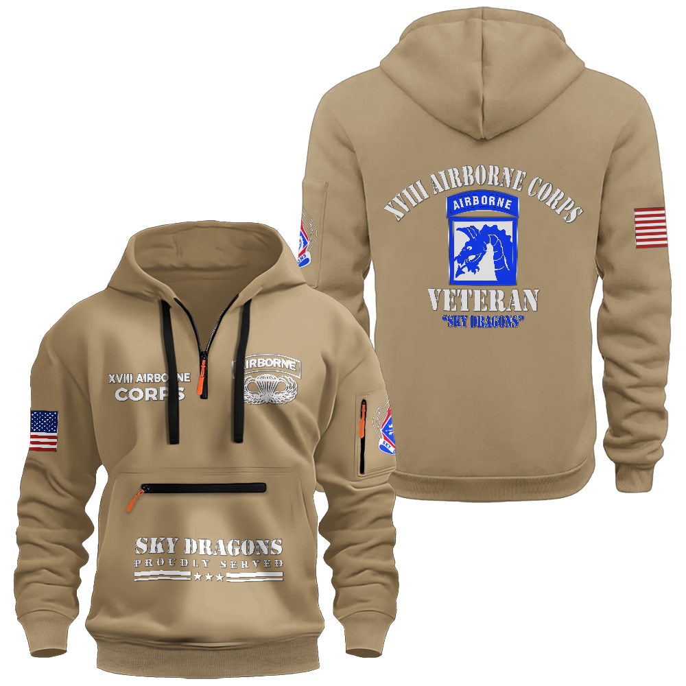 XVIII Airborne Sky Dragons Zipper Pouch Quarter-Zip Hoodie