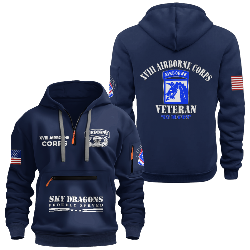 XVIII Airborne Sky Dragons Zipper Pouch Quarter-Zip Hoodie