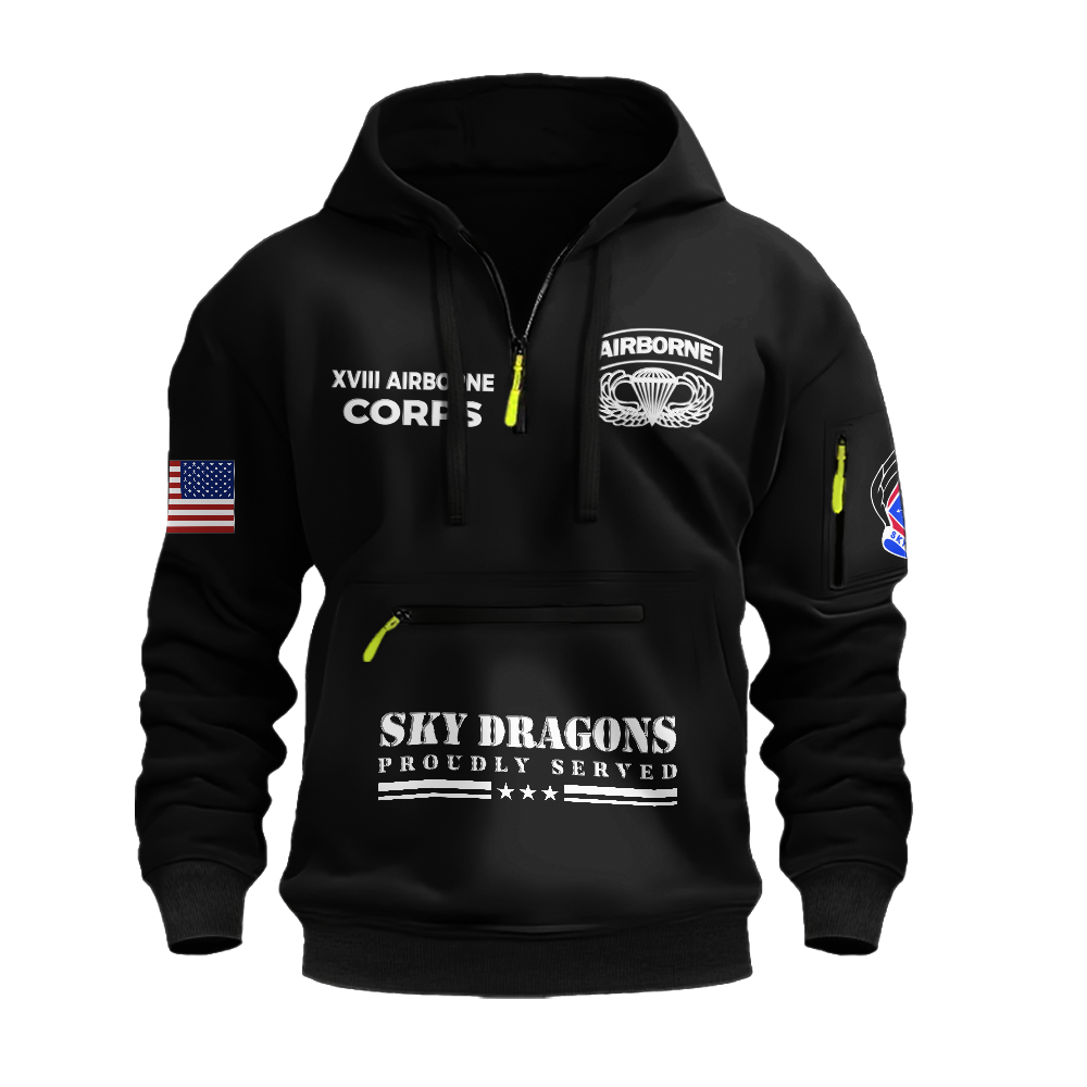 XVIII Airborne Sky Dragons Zipper Pouch Quarter-Zip Hoodie