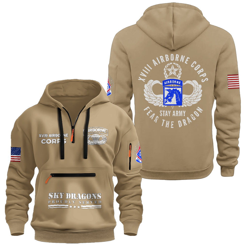 XVIII Airborne Sky Dragons Zipper Pouch Quarter-Zip Hoodie