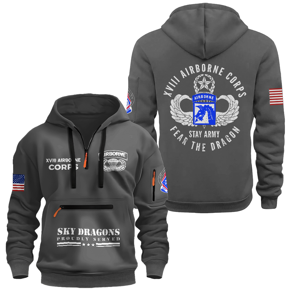 XVIII Airborne Sky Dragons Zipper Pouch Quarter-Zip Hoodie