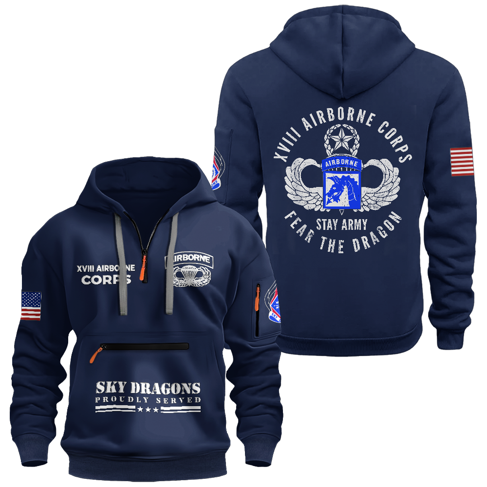 XVIII Airborne Sky Dragons Zipper Pouch Quarter-Zip Hoodie