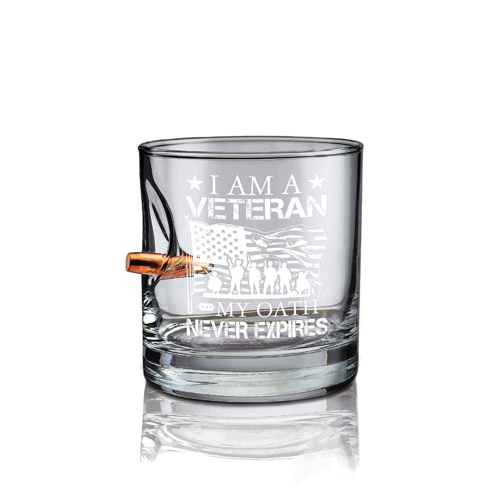 I Am A Veteran My Oath Never Expires Bullet Whiskey Glass