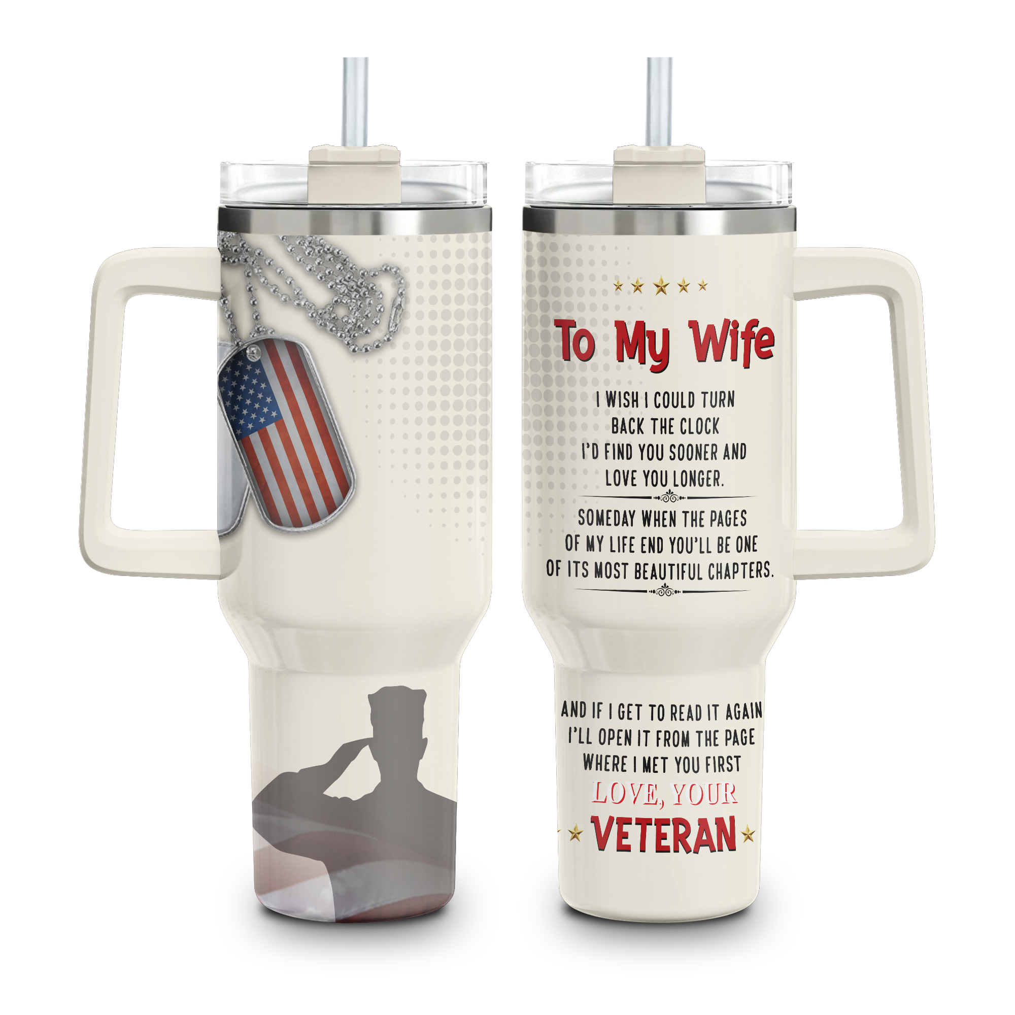 To My Veteran's Wife 40Oz Tumbler With Straw