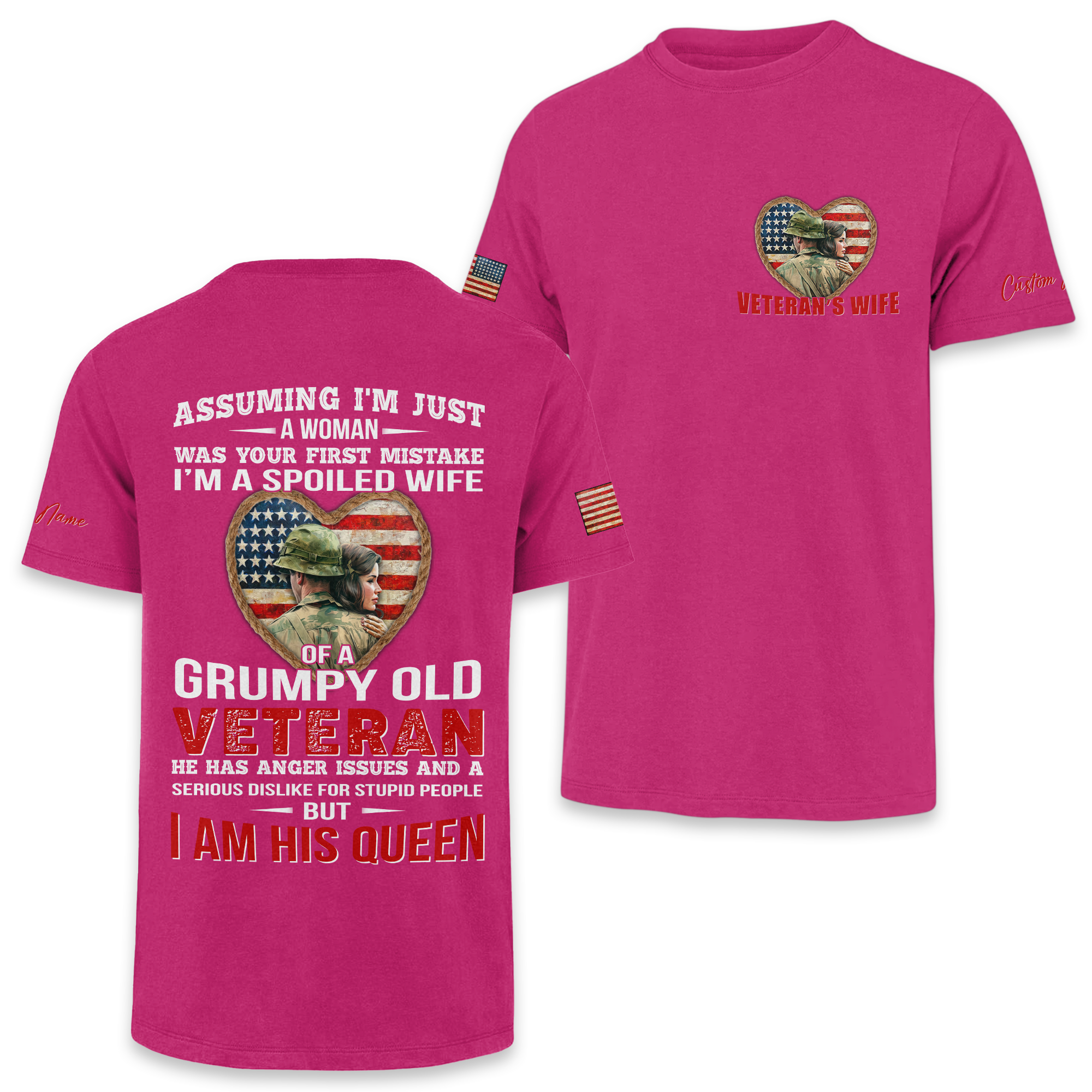 Spoiled Wife Of A Grumpy Old Veteran Personalized Classic Tee