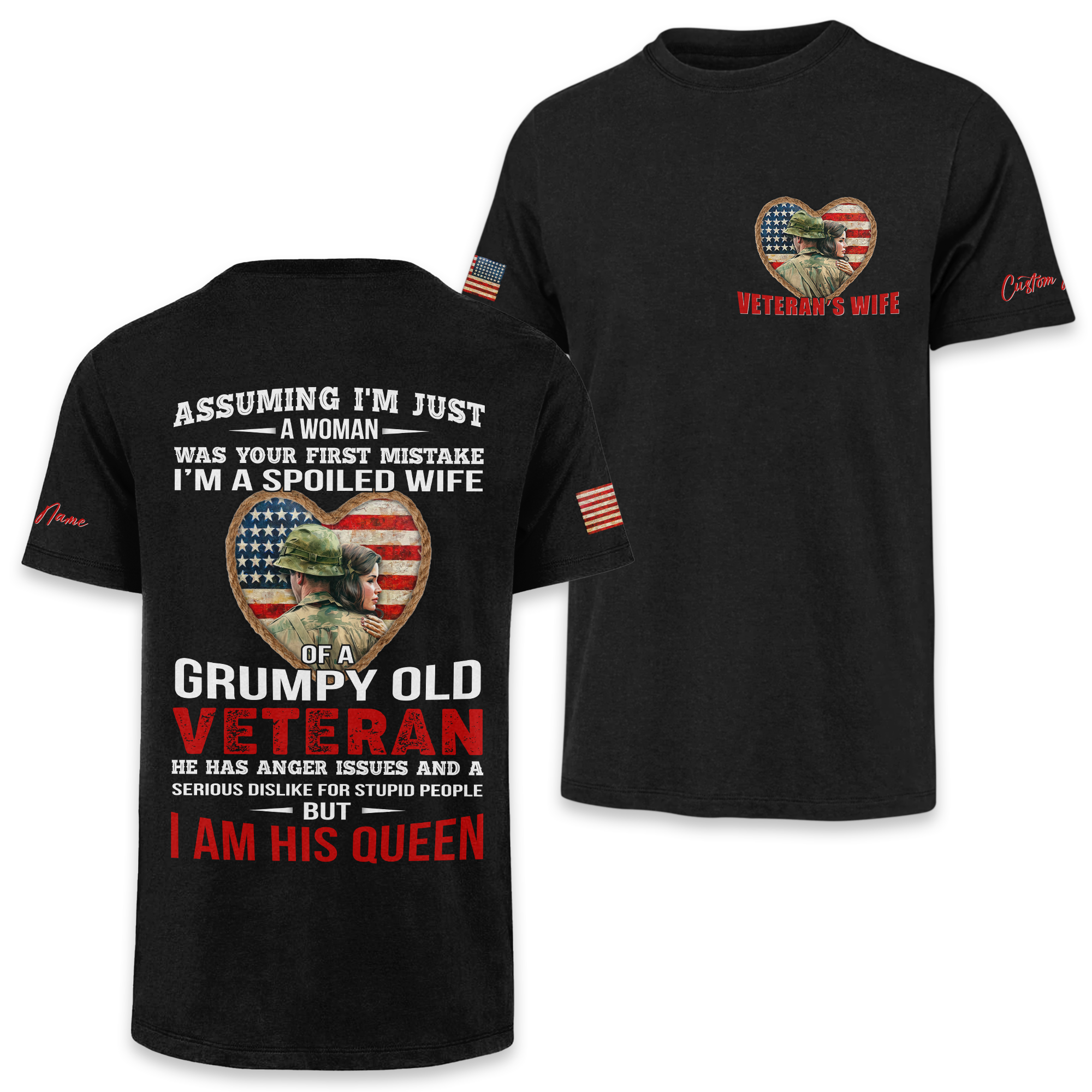 Spoiled Wife Of A Grumpy Old Veteran Personalized Classic Tee