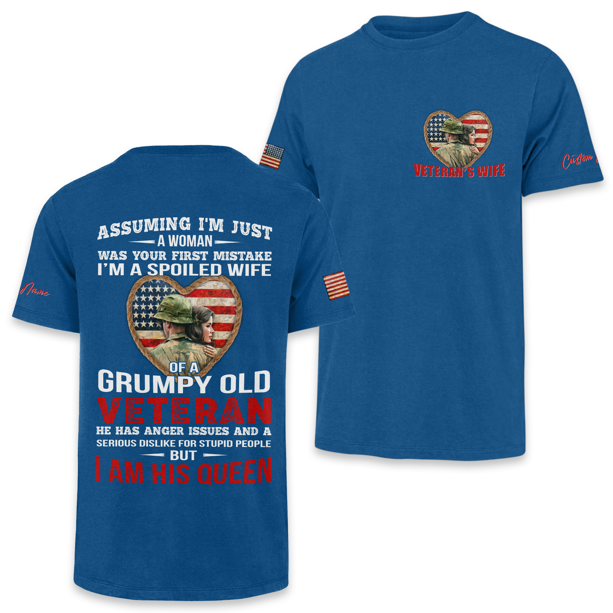 Spoiled Wife Of A Grumpy Old Veteran Personalized Classic Tee