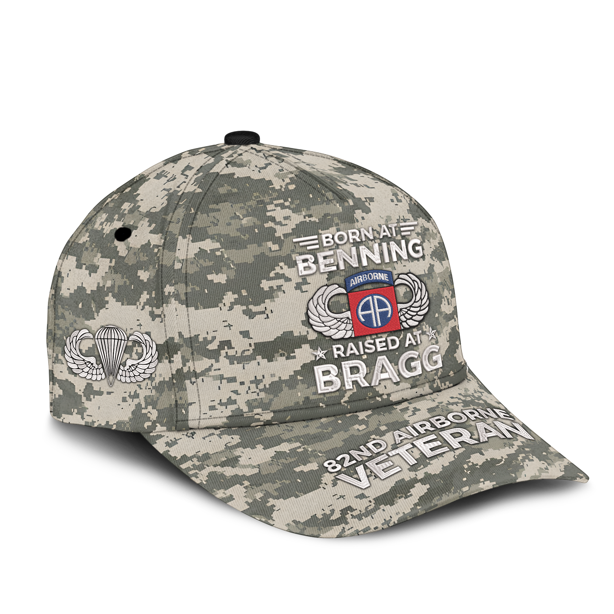 Born At Benning Raised At Bragg Embroidered & Printed Cap