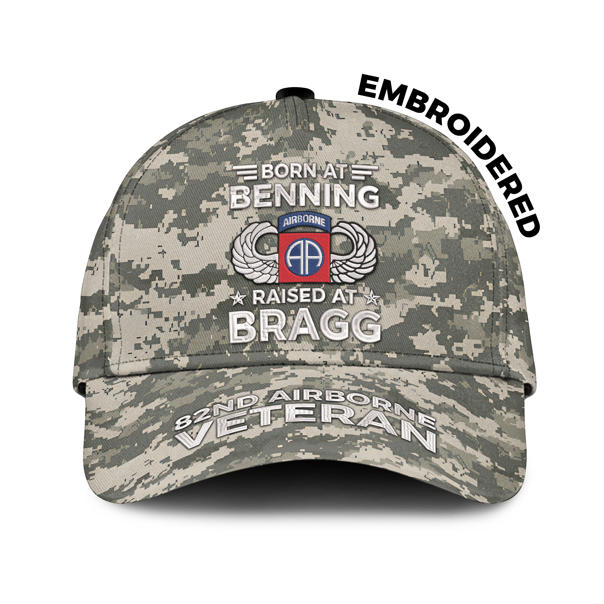 Born At Benning Raised At Bragg Embroidered & Printed Cap