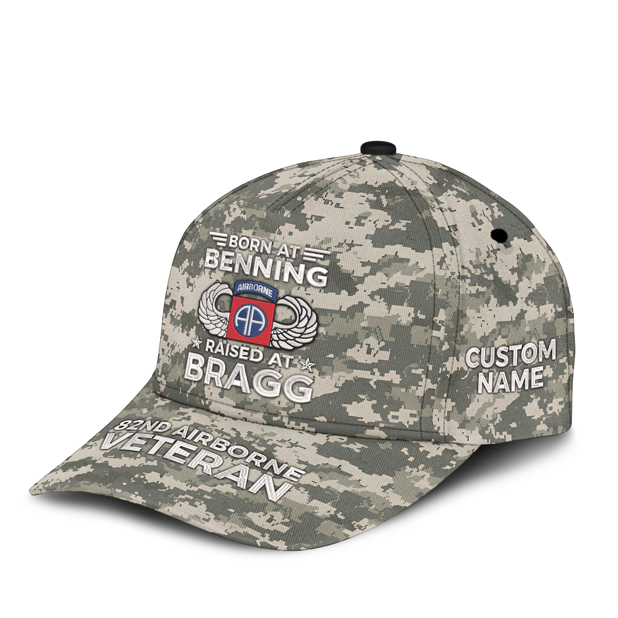 Born At Benning Raised At Bragg Embroidered & Printed Cap