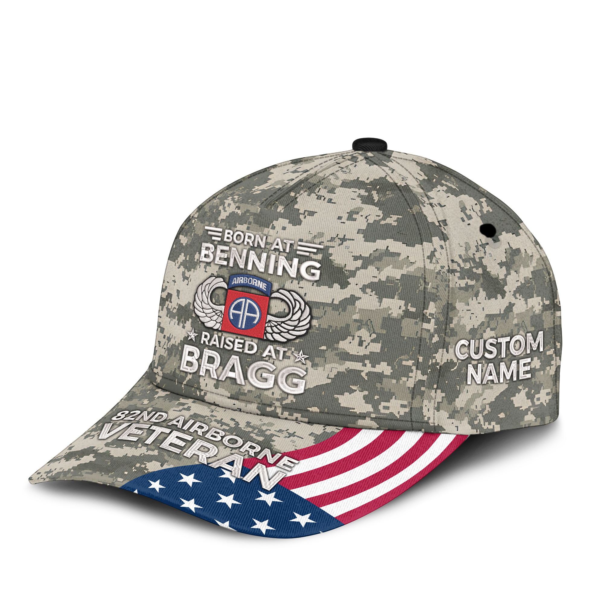 Born At Benning Raised At Bragg Embroidered & Printed Cap