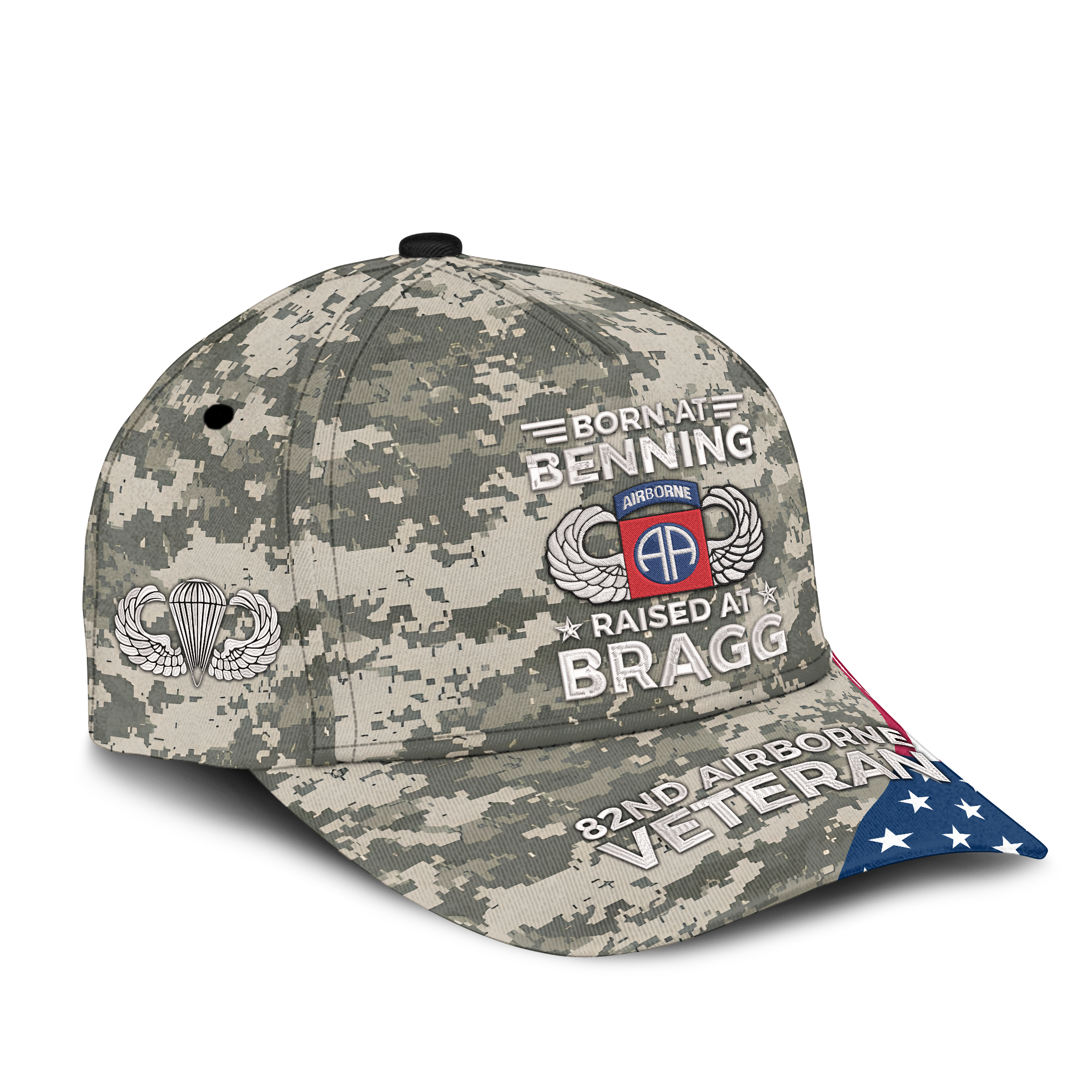 Born At Benning Raised At Bragg Embroidered & Printed Cap