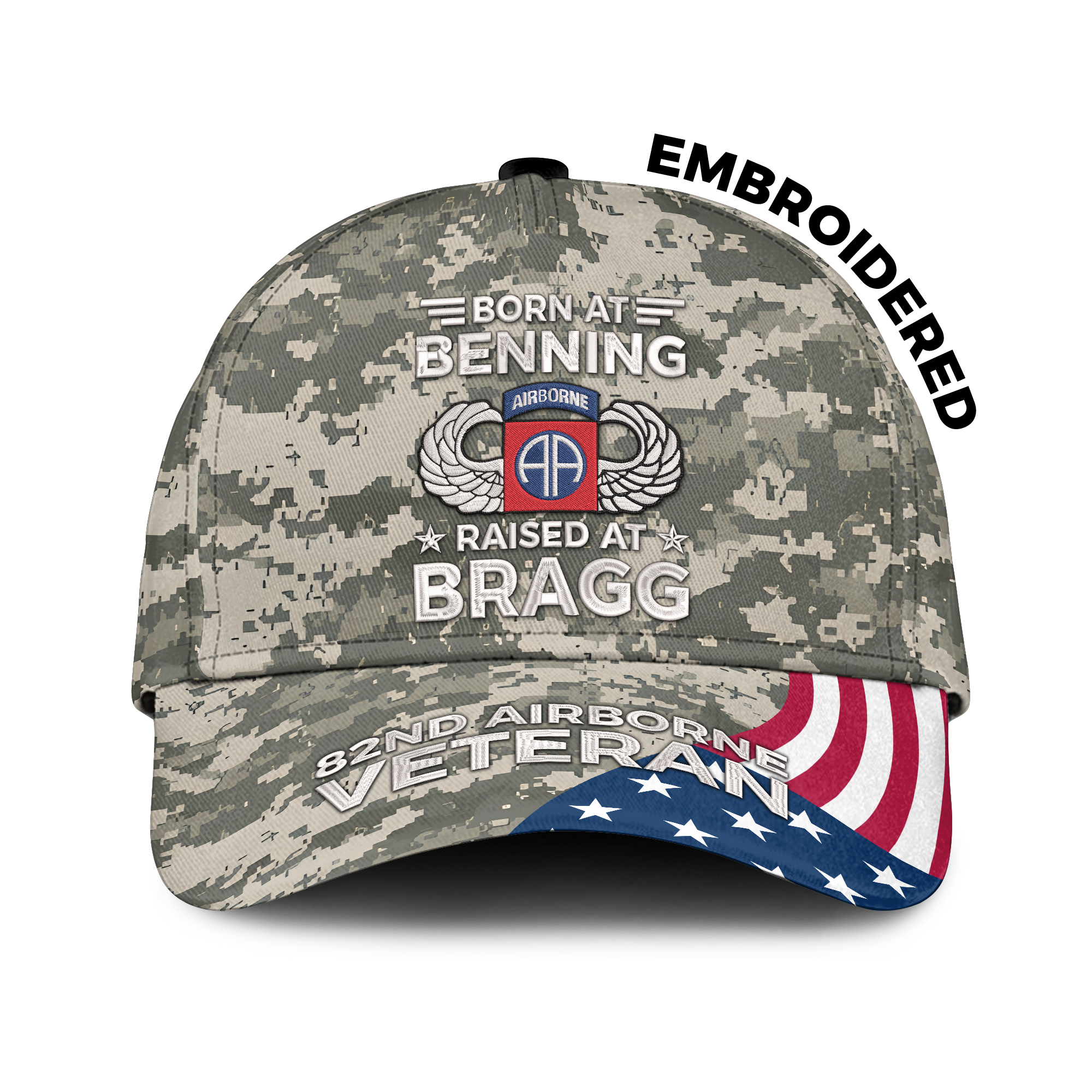 Born At Benning Raised At Bragg Embroidered & Printed Cap