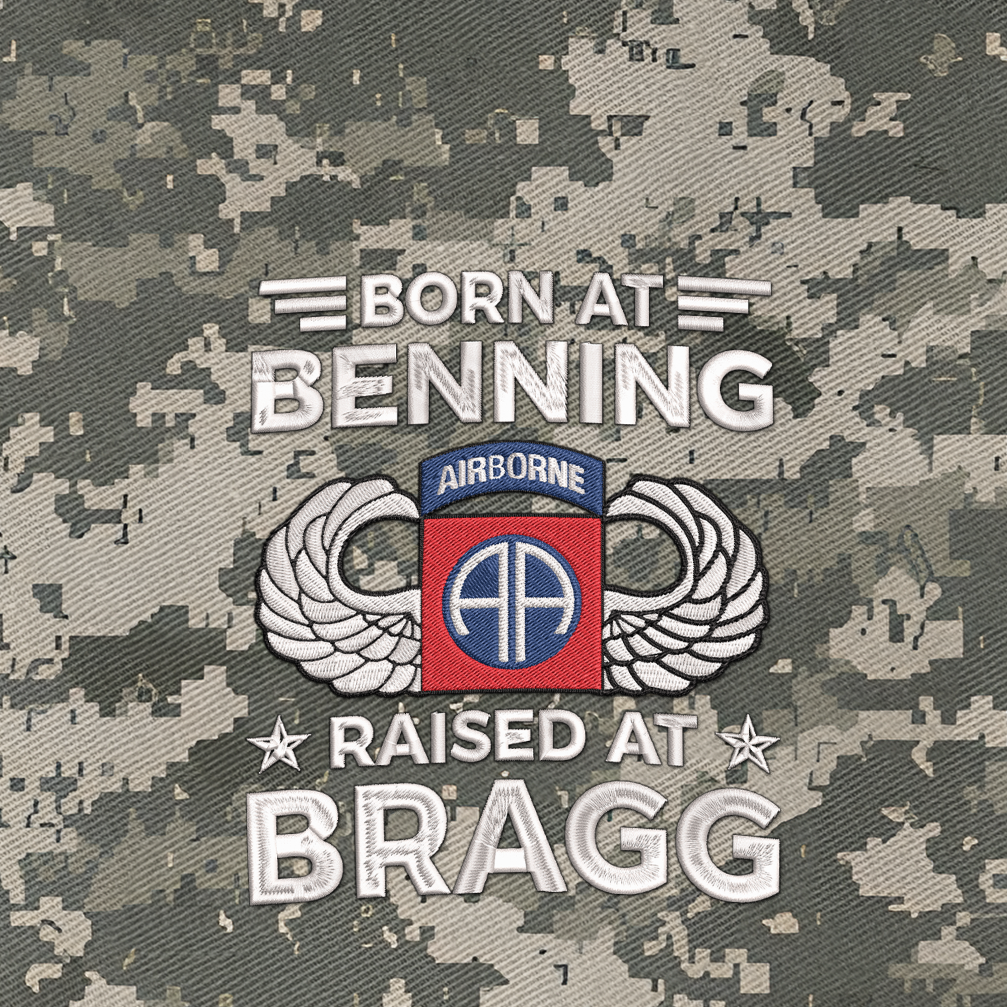 Born At Benning Raised At Bragg Embroidered & Printed Cap