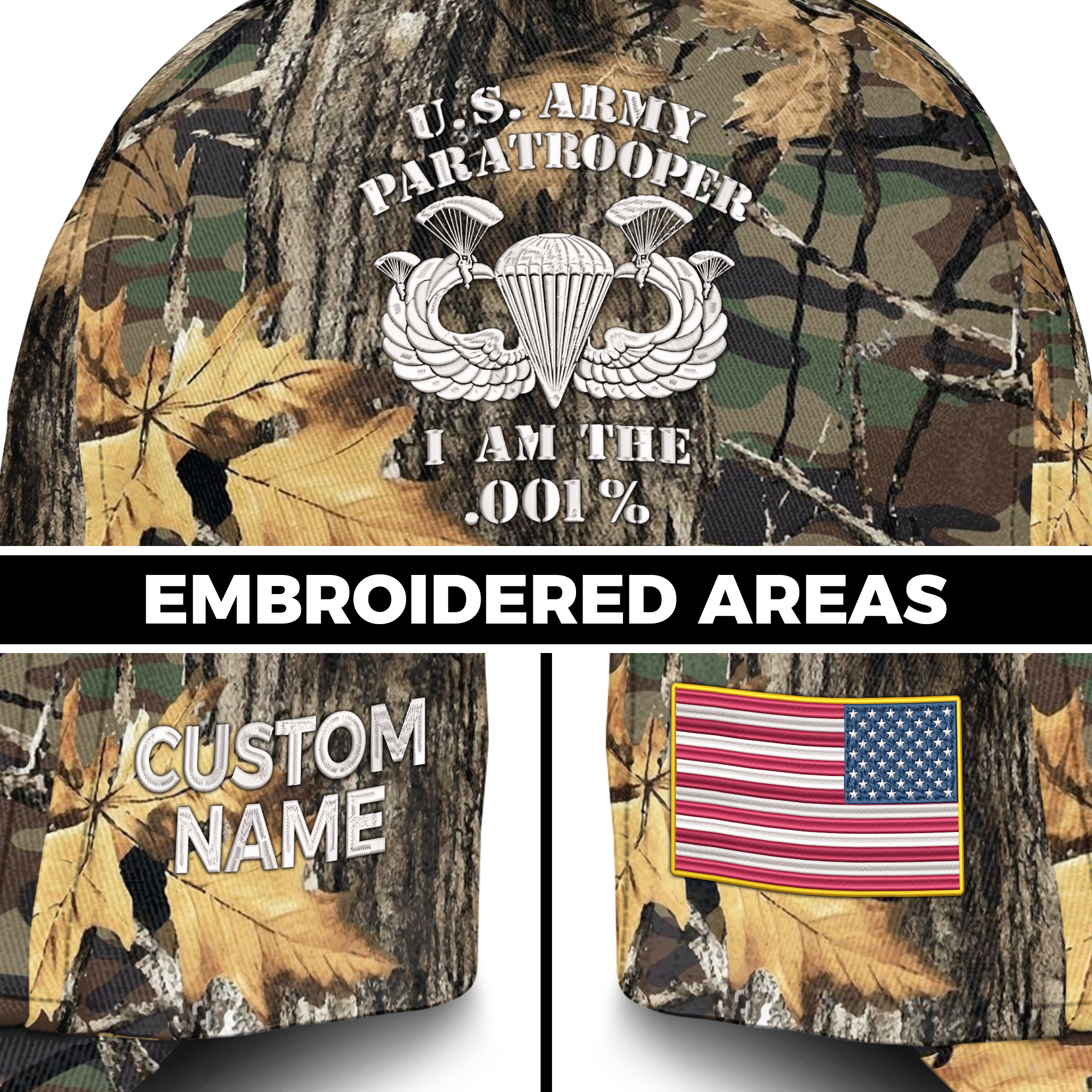 Army Paratroopers I AM .001% Embroidered & Printed Cap