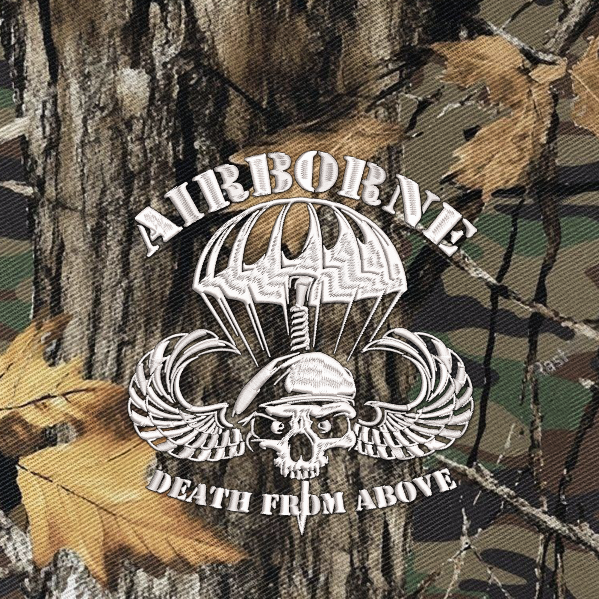 Airborne Death From Above  Embroidered & Printed Cap