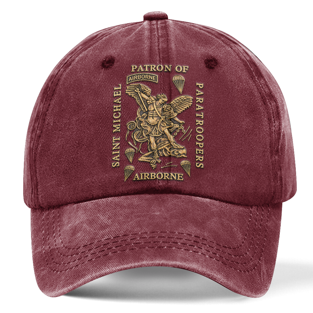 Personalizable Saint Michael Patron Of Paratroopers Washed Cap