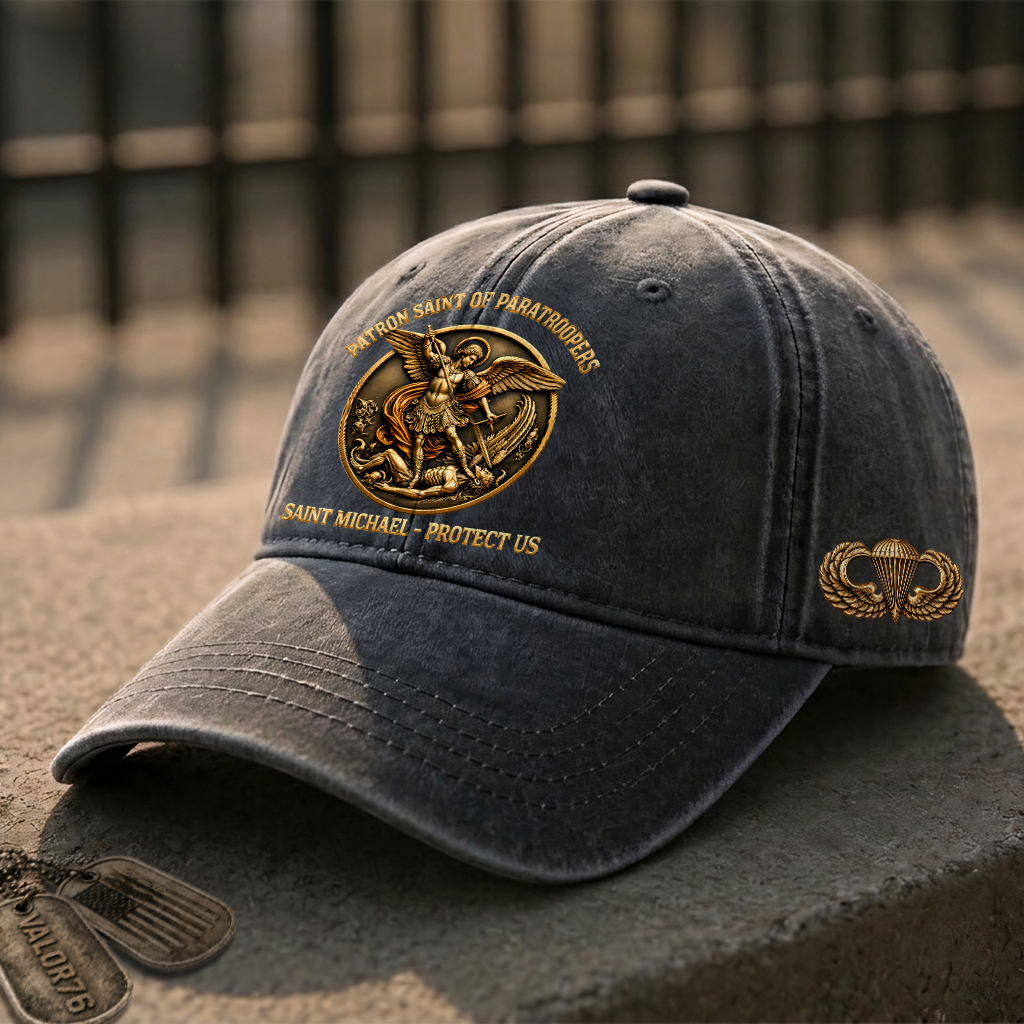 Saint Michael Patron Of Paratroopers Washed Cap