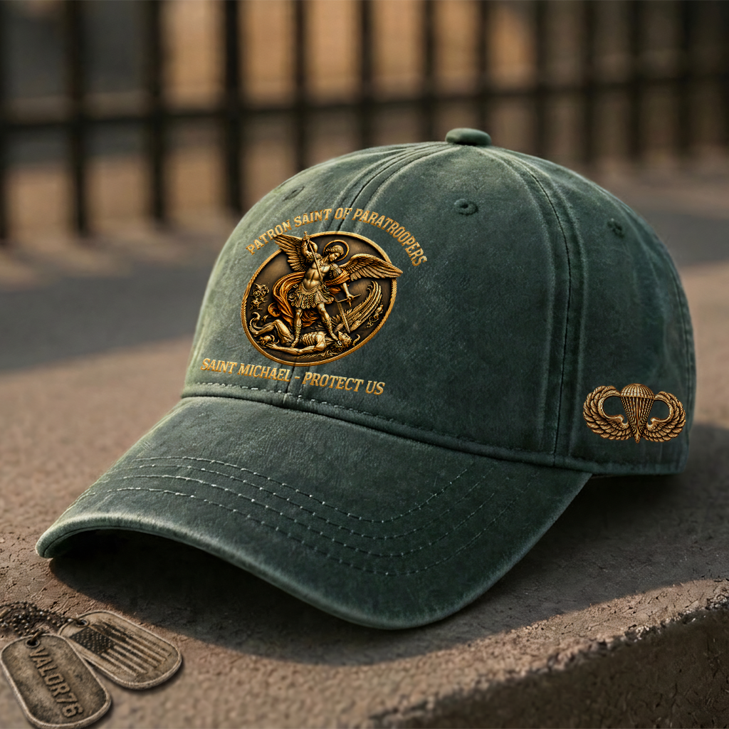 Saint Michael Patron Of Paratroopers Washed Cap