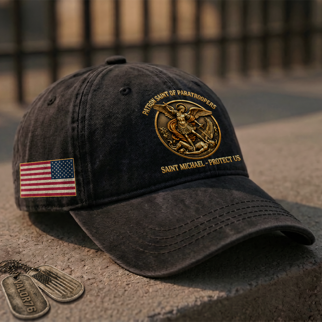 Saint Michael Patron Of Paratroopers Washed Cap