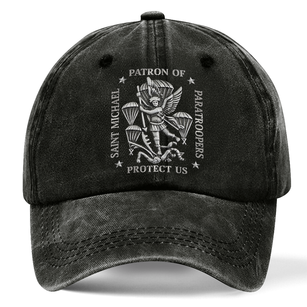 Personalizable Saint Michael Patron Of Paratroopers Washed Cap